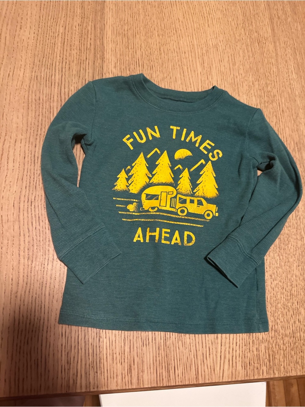 jumping beans Teal Long Sleeve Tee with Yellow Camper Graphic